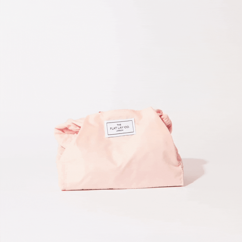 Blush Pink Drawstring Flat Lay Makeup Bag
