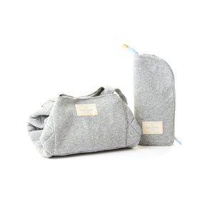 Drawstring & Brush Case Bundle - Cotton Grey Ribbed