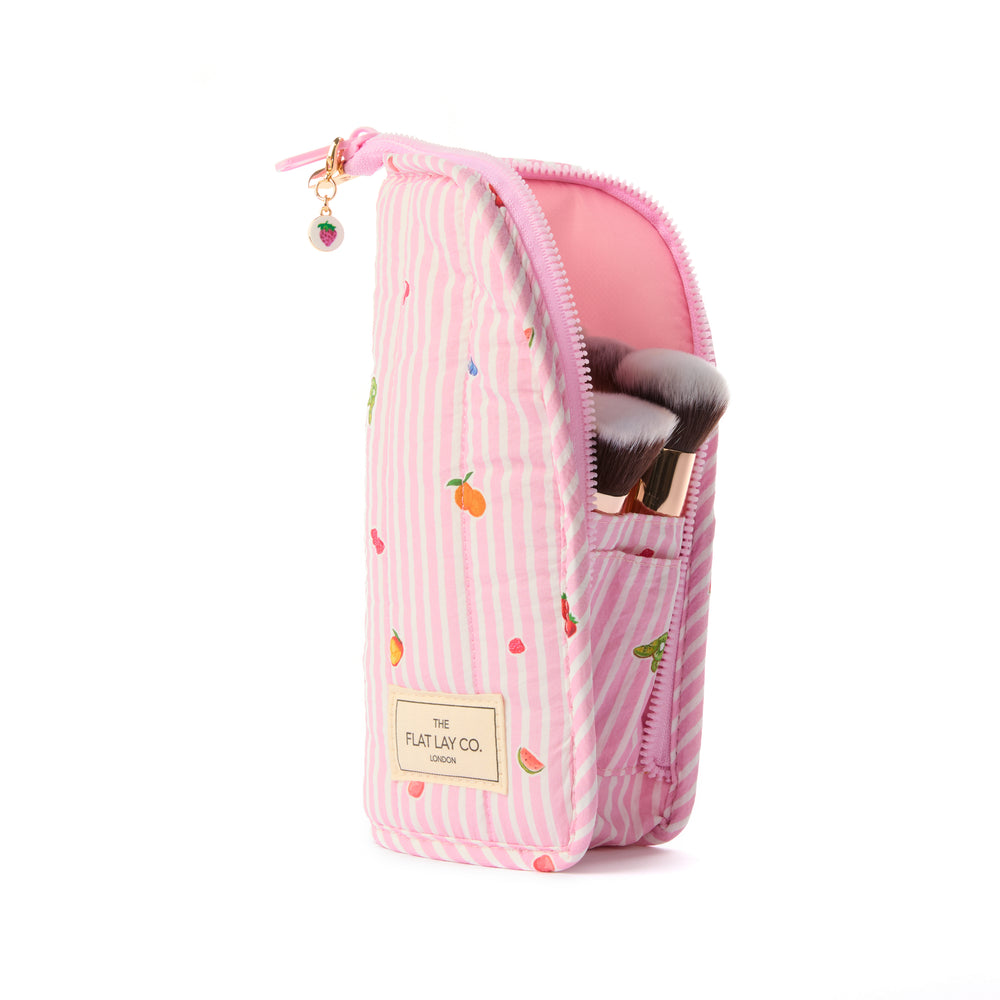 Padded Standing Makeup Brush Case - Frutas