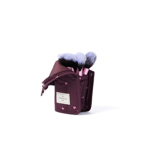 Marshmallow Box Bag & Brush Case Bundle - Chocolate Plum Hearts