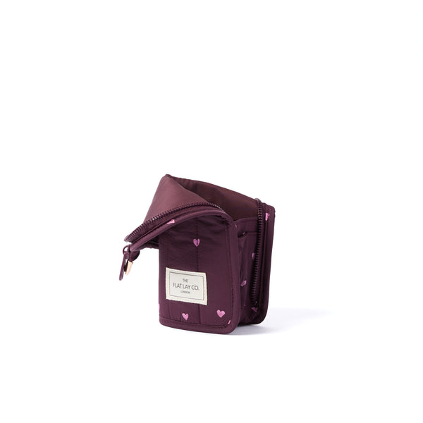 Padded Standing Makeup Brush Case - Chocolate Plum Hearts