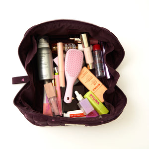 Marshmallow Flat Lay Makeup Box Bag - Chocolate Plum Hearts
