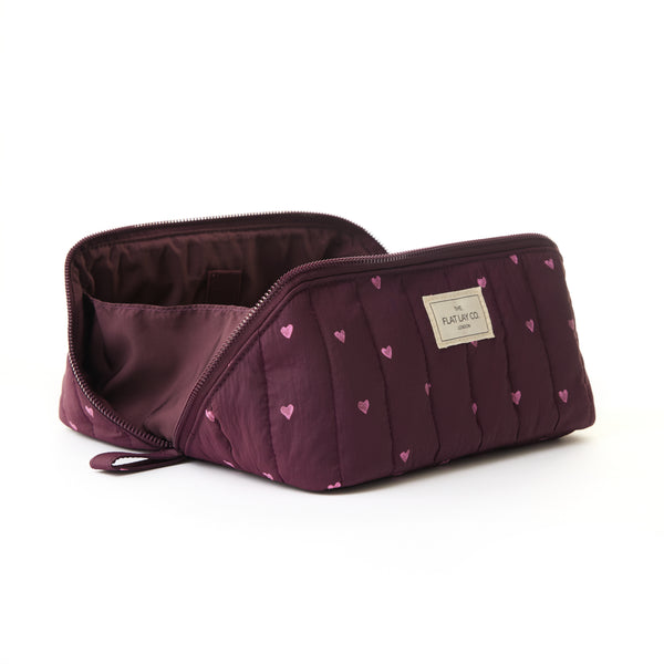 Marshmallow Flat Lay Makeup Box Bag - Chocolate Plum Hearts