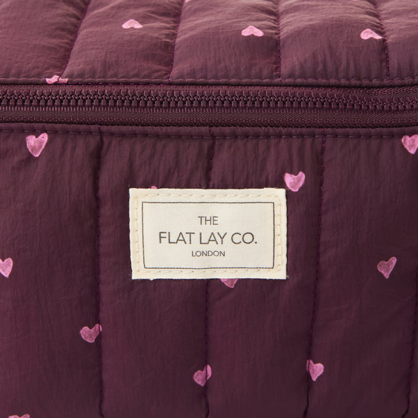 Marshmallow Flat Lay Makeup Box Bag - Chocolate Plum Hearts