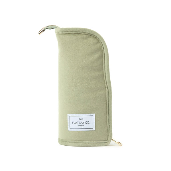 Standing Makeup Brush Case - Sage Green Velvet