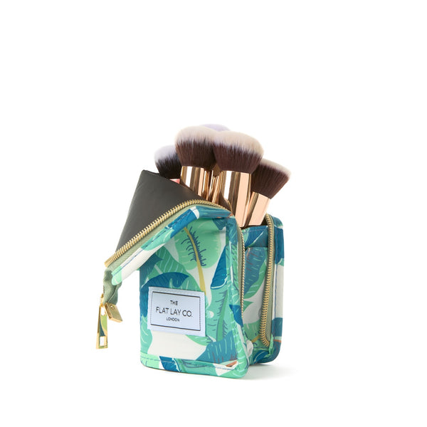Standing Makeup Brush Case - Tropical Leaves