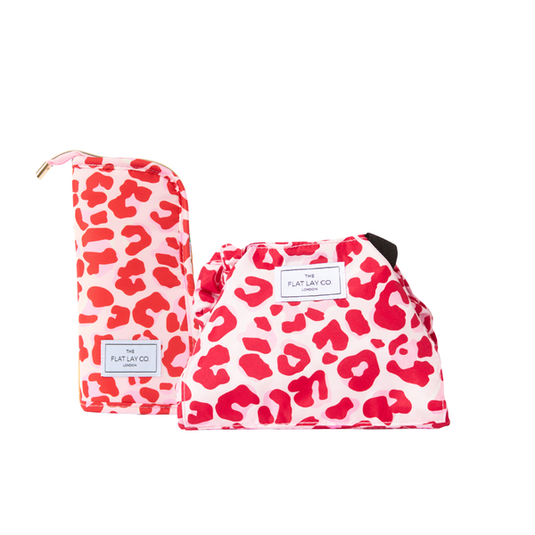 Drawstring & Brush Case Bundle - Pink Leopard